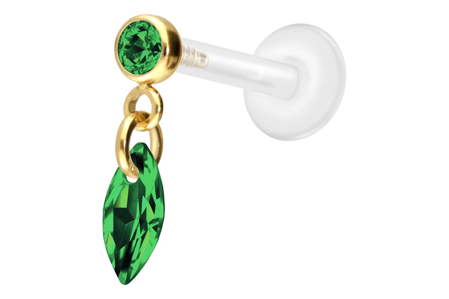 PTFE Labret Piercing mit Innengewinde + Titan-Aufsatz KRISTALLOVAL